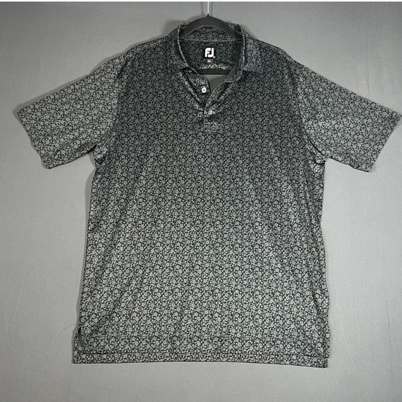 FootJoy Other - FootJoy Mens Floral Golf Polo Shirt Charcoal Grey Black Short Sleeve Large FJ